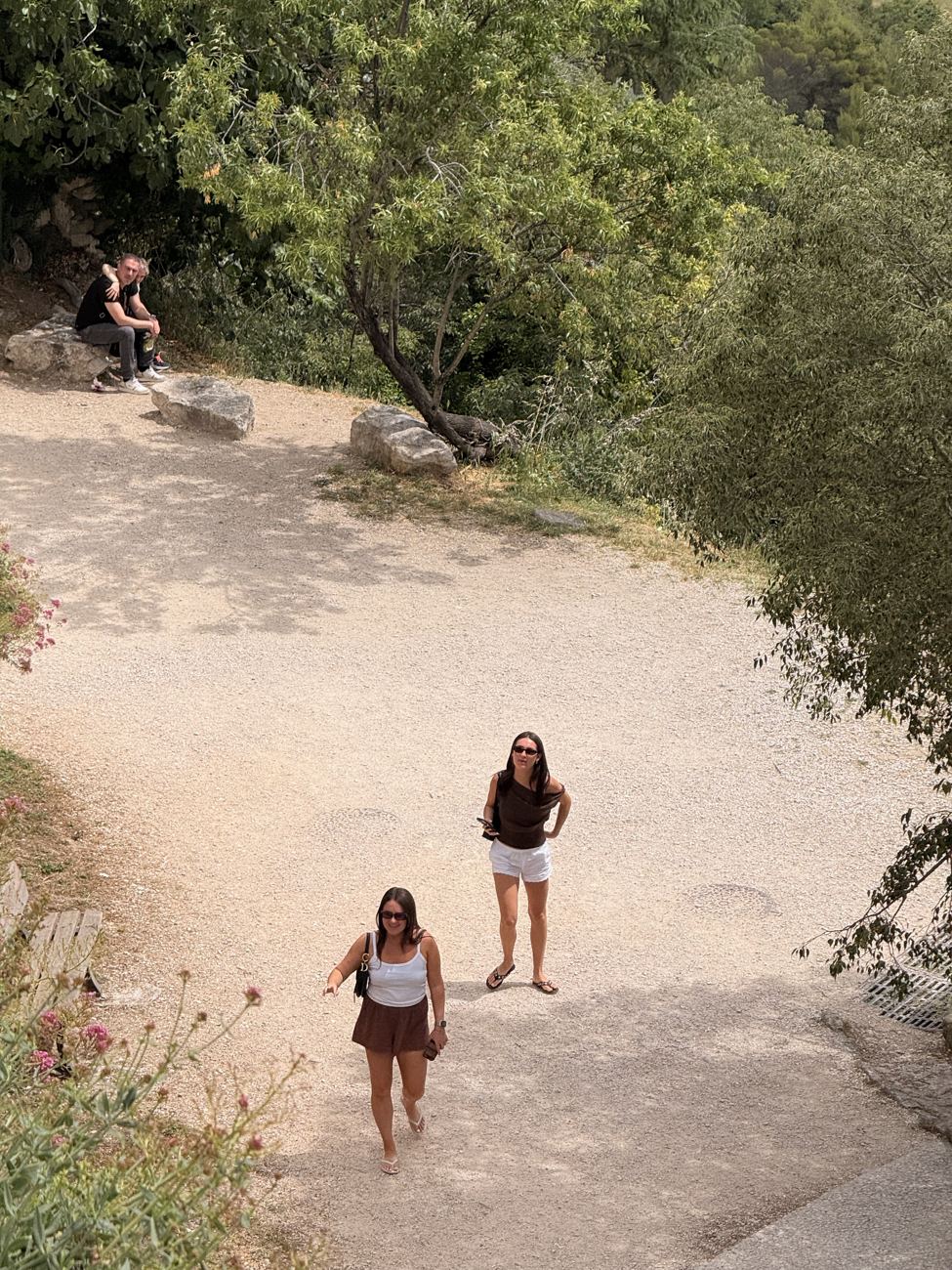 Two on the path, from above