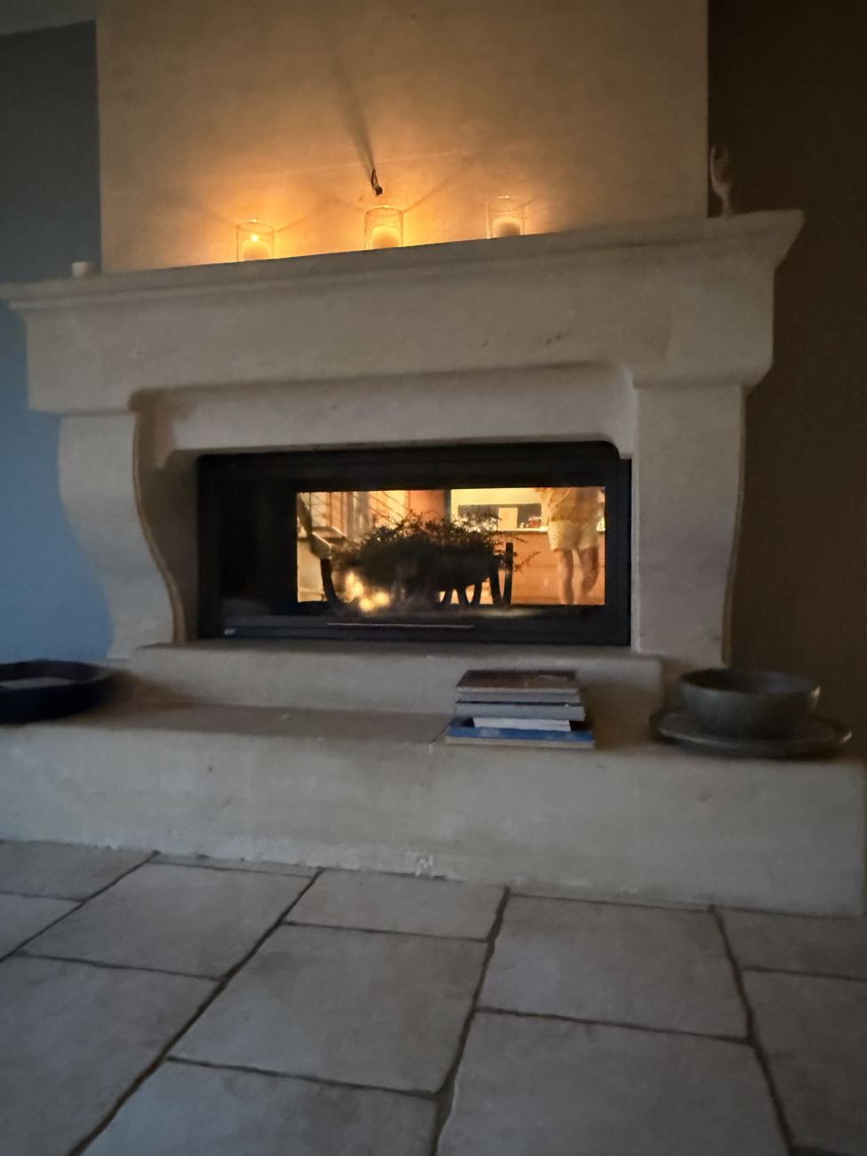 The fireplace, off duty