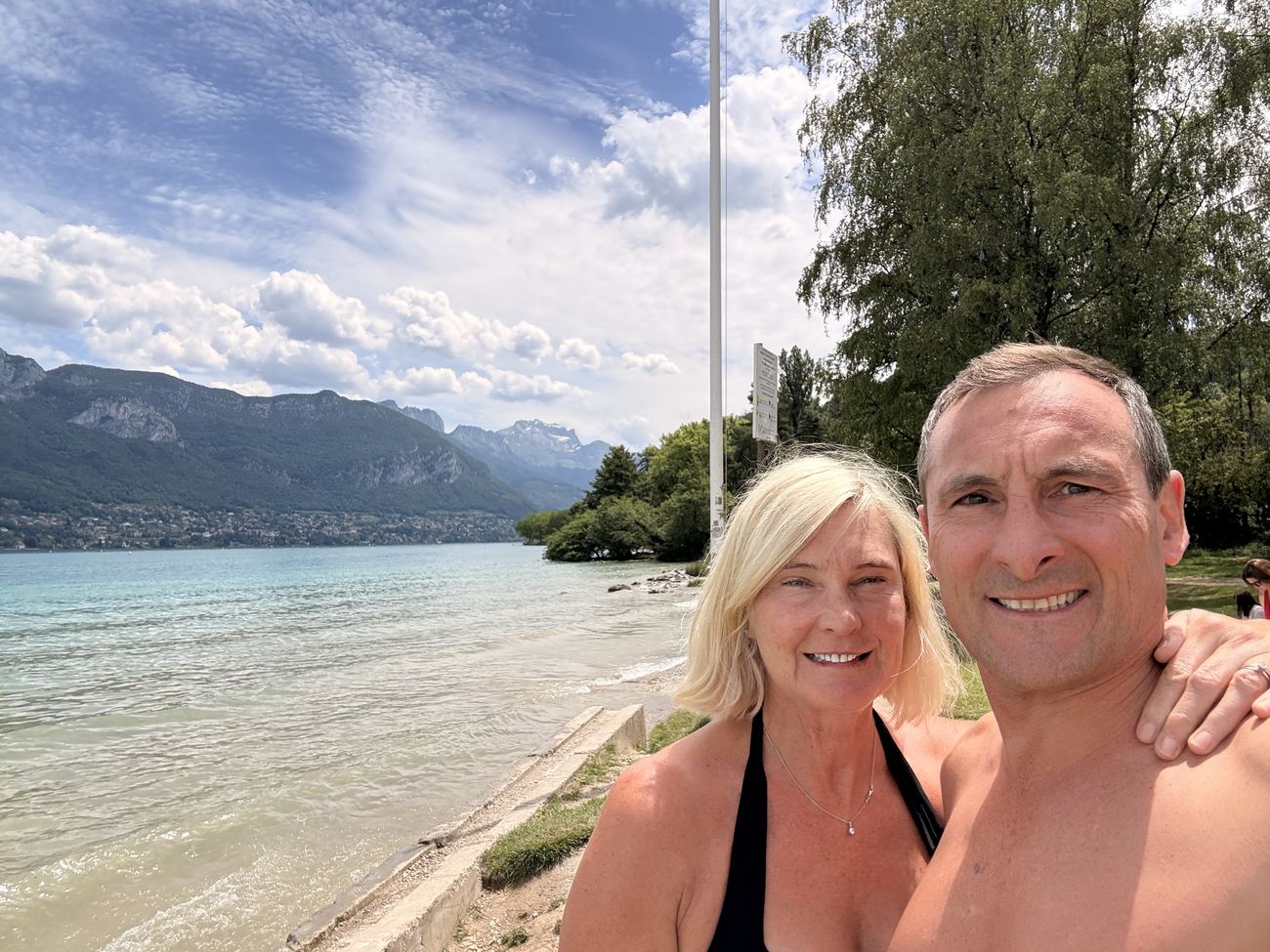A swim stop, halfway to the mountains