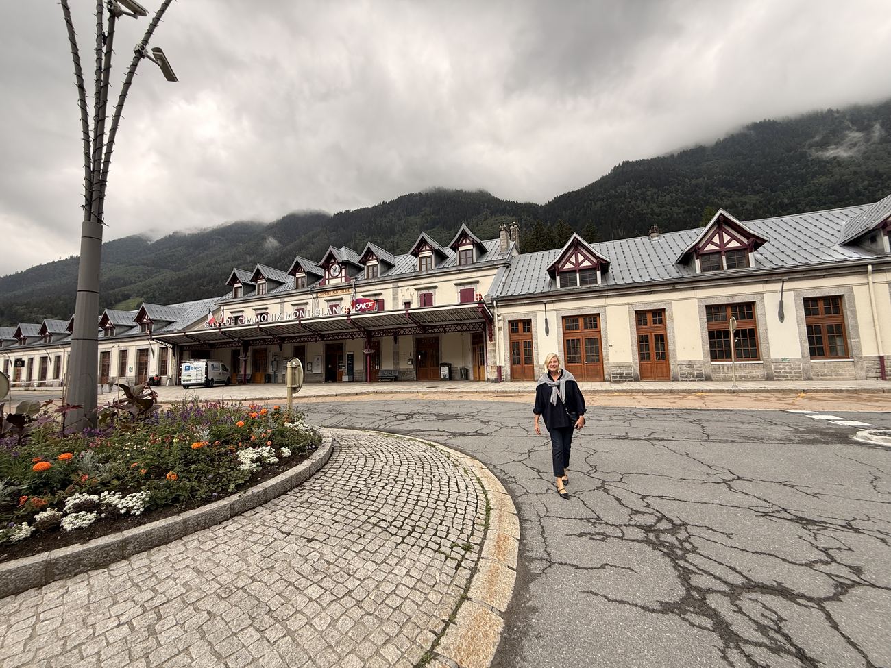 The station under a grey sky