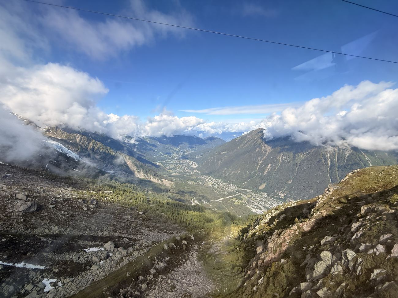 The valley a mile below