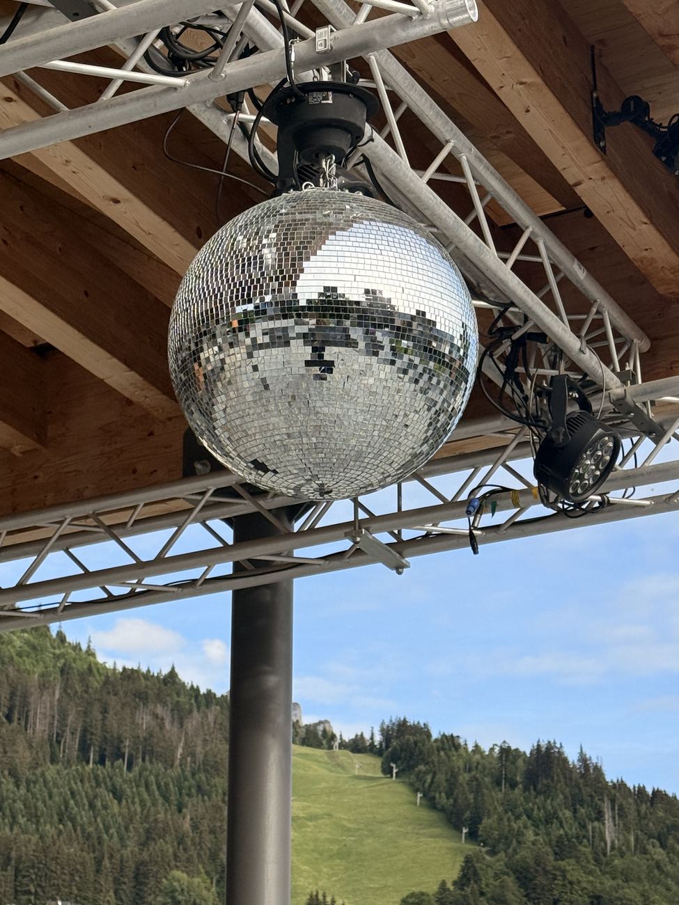 A disco ball, outdoors