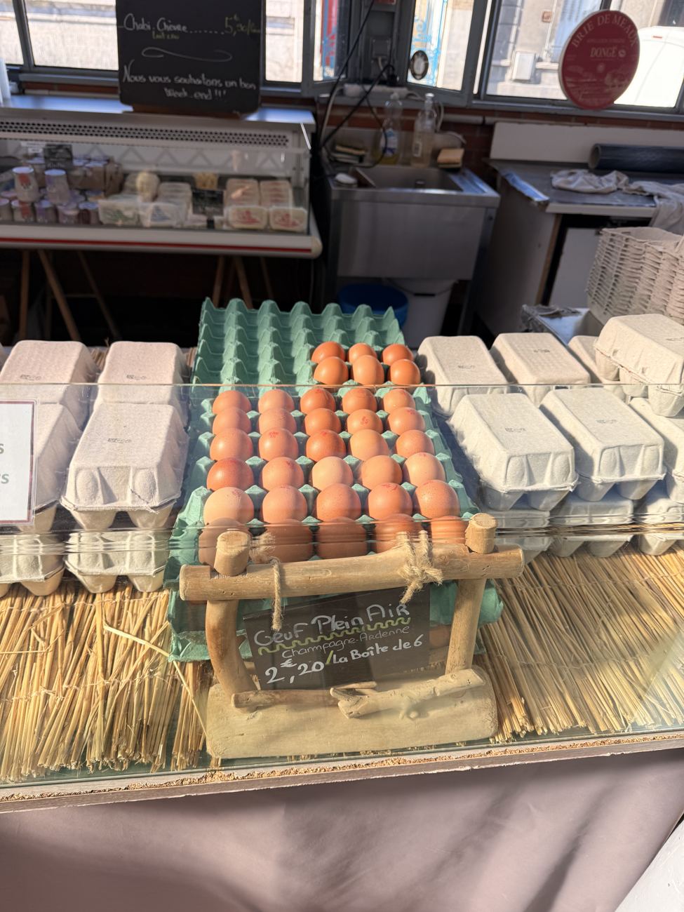 Eggs at the market, by the tray