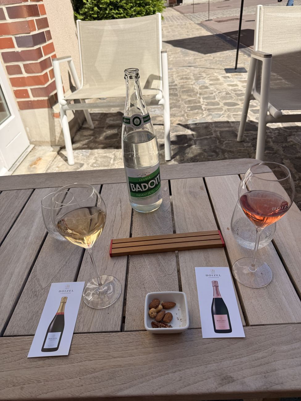 Rosé, white, and a Badoit